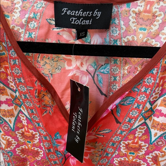 Paisley Sky Women's Boho Floral Blouse - Red and White - Picture 3 of 3